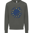 Torn EU Flag European Union Flag Football Kids Sweatshirt Jumper Storm Grey
