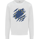 Torn EU Flag European Union Flag Football Kids Sweatshirt Jumper White