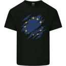 Torn EU Flag European Union Flag Football Kids T-Shirt Childrens Black