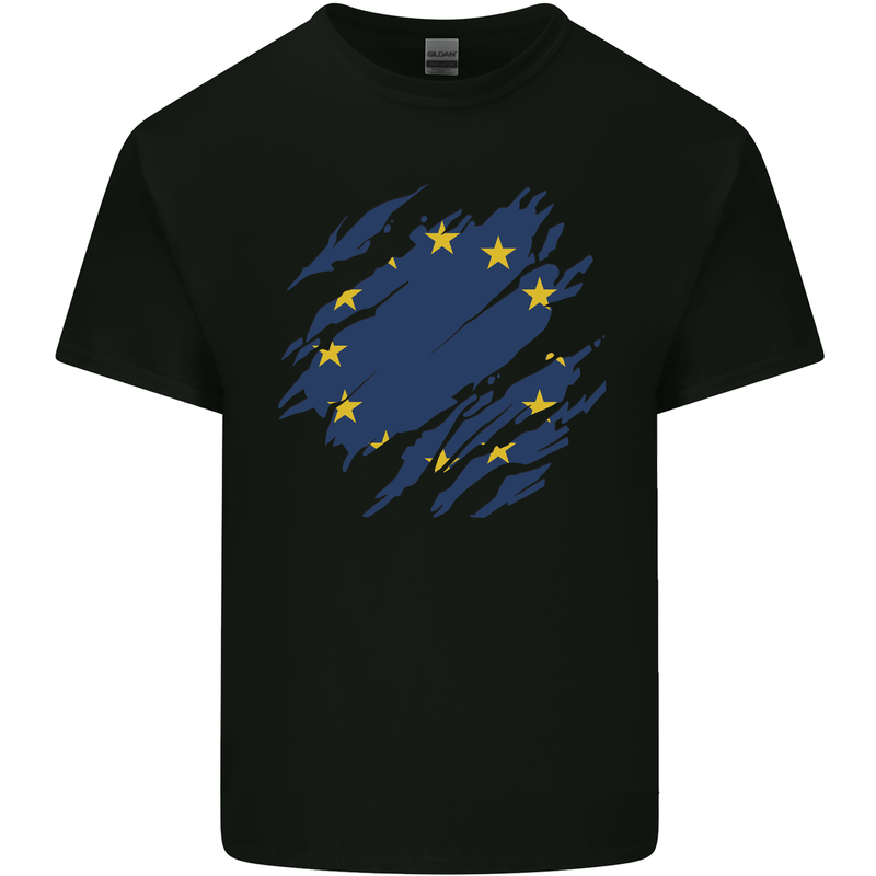 Torn EU Flag European Union Flag Football Kids T-Shirt Childrens Black