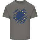 Torn EU Flag European Union Flag Football Kids T-Shirt Childrens Charcoal