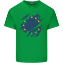 Torn EU Flag European Union Flag Football Kids T-Shirt Childrens Irish Green