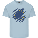 Torn EU Flag European Union Flag Football Kids T-Shirt Childrens Light Blue