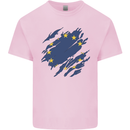 Torn EU Flag European Union Flag Football Kids T-Shirt Childrens Light Pink