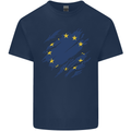 Torn EU Flag European Union Flag Football Kids T-Shirt Childrens Navy Blue