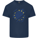 Torn EU Flag European Union Flag Football Kids T-Shirt Childrens Navy Blue