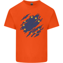 Torn EU Flag European Union Flag Football Kids T-Shirt Childrens Orange