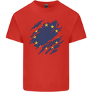 Torn EU Flag European Union Flag Football Kids T-Shirt Childrens Red
