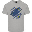 Torn EU Flag European Union Flag Football Kids T-Shirt Childrens Sports Grey