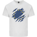 Torn EU Flag European Union Flag Football Kids T-Shirt Childrens White