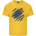 Torn EU Flag European Union Flag Football Kids T-Shirt Childrens Yellow