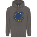 Torn EU Flag European Union Flag Football Mens 80% Cotton Hoodie Charcoal