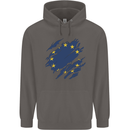 Torn EU Flag European Union Flag Football Mens 80% Cotton Hoodie Charcoal