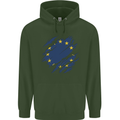 Torn EU Flag European Union Flag Football Mens 80% Cotton Hoodie Forest Green