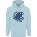 Torn EU Flag European Union Flag Football Mens 80% Cotton Hoodie Light Blue