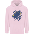 Torn EU Flag European Union Flag Football Mens 80% Cotton Hoodie Light Pink