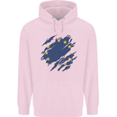 Torn EU Flag European Union Flag Football Mens 80% Cotton Hoodie Light Pink