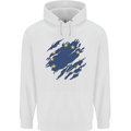 Torn EU Flag European Union Flag Football Mens 80% Cotton Hoodie White