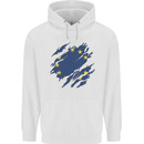 Torn EU Flag European Union Flag Football Mens 80% Cotton Hoodie White