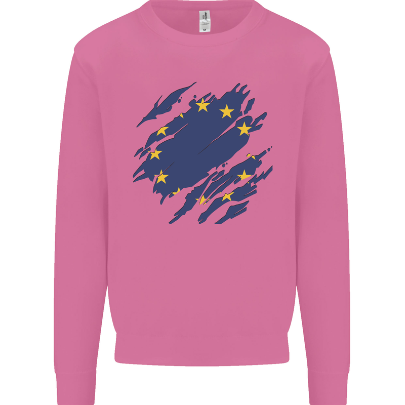 Torn EU Flag European Union Flag Football Mens Sweatshirt Jumper Azalea