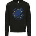 Torn EU Flag European Union Flag Football Mens Sweatshirt Jumper Black