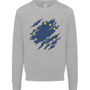 Torn EU Flag European Union Flag Football Mens Sweatshirt Jumper Sports Grey