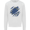 Torn EU Flag European Union Flag Football Mens Sweatshirt Jumper White