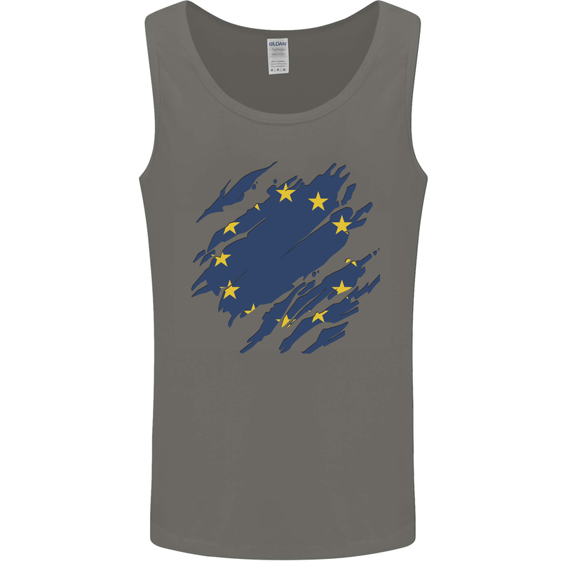 Torn EU Flag European Union Flag Football Mens Vest Tank Top Charcoal