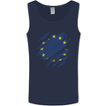 Torn EU Flag European Union Flag Football Mens Vest Tank Top Navy Blue