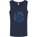 Torn EU Flag European Union Flag Football Mens Vest Tank Top Navy Blue