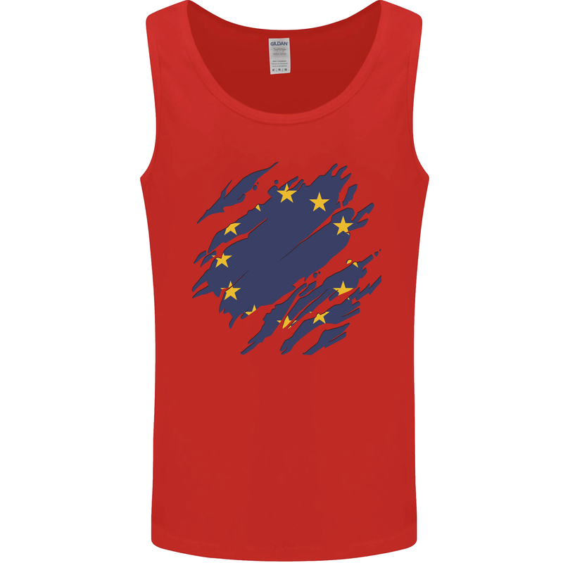 Torn EU Flag European Union Flag Football Mens Vest Tank Top Red