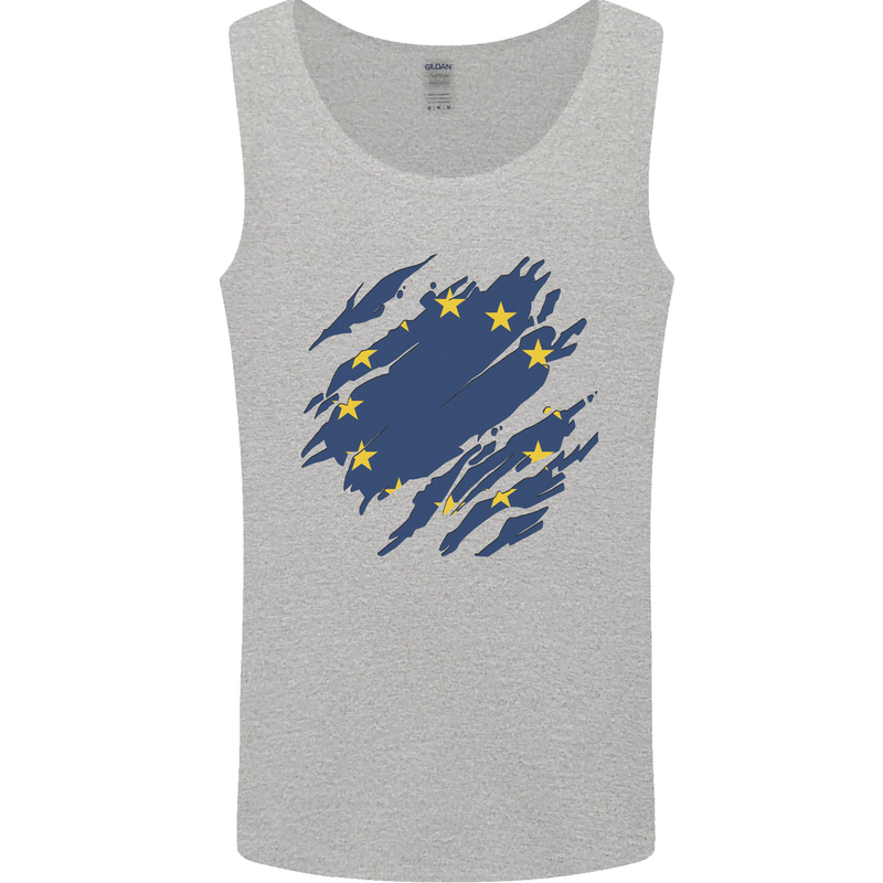 Torn EU Flag European Union Flag Football Mens Vest Tank Top Sports Grey