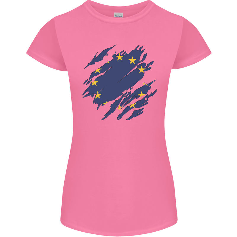 Torn EU Flag European Union Flag Football Womens Petite Cut T-Shirt Azalea