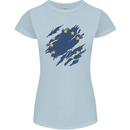 Torn EU Flag European Union Flag Football Womens Petite Cut T-Shirt Light Blue