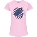 Torn EU Flag European Union Flag Football Womens Petite Cut T-Shirt Light Pink