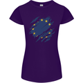 Torn EU Flag European Union Flag Football Womens Petite Cut T-Shirt Purple