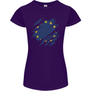Torn EU Flag European Union Flag Football Womens Petite Cut T-Shirt Purple