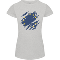 Torn EU Flag European Union Flag Football Womens Petite Cut T-Shirt Sports Grey