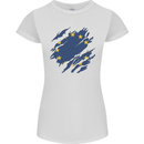Torn EU Flag European Union Flag Football Womens Petite Cut T-Shirt White