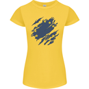 Torn EU Flag European Union Flag Football Womens Petite Cut T-Shirt Yellow