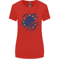 Torn EU Flag European Union Flag Football Womens Wider Cut T-Shirt Red