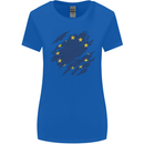 Torn EU Flag European Union Flag Football Womens Wider Cut T-Shirt Royal Blue
