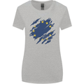 Torn EU Flag European Union Flag Football Womens Wider Cut T-Shirt Sports Grey