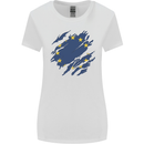 Torn EU Flag European Union Flag Football Womens Wider Cut T-Shirt White