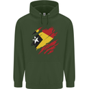 Torn East Timor Flag Day Football Childrens Kids Hoodie Forest Green