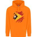 Torn East Timor Flag Day Football Childrens Kids Hoodie Orange