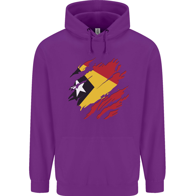 Torn East Timor Flag Day Football Childrens Kids Hoodie Purple