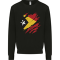 Torn East Timor Flag Day Football Kids Sweatshirt Jumper Black