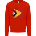 Torn East Timor Flag Day Football Kids Sweatshirt Jumper Bright Red