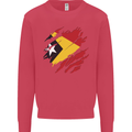 Torn East Timor Flag Day Football Kids Sweatshirt Jumper Heliconia